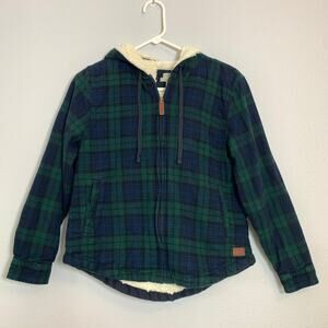 L.L. Bean Relaxed Fit Plaid Sherpa Lined Full Zip Jacket Women's Size XS